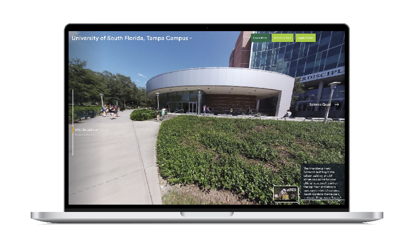 A laptop displaying a virtual tour available at USF.